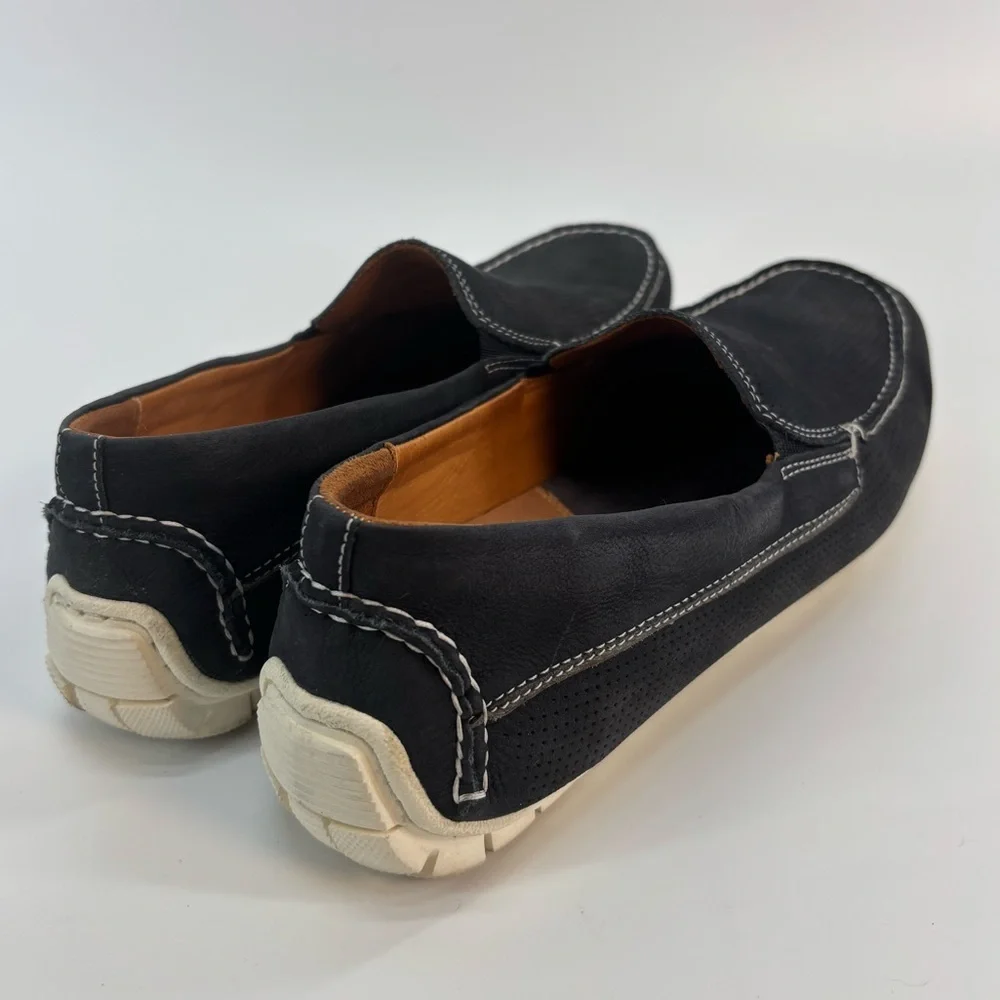 Johnston & Murphy Cord Venetian loafers 8 nubuck sheepskin leather navy